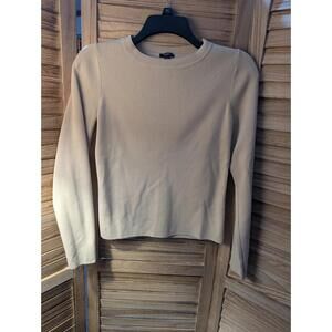 Express Sweater Blouse Medium Long Sleeve Pullover Tight Knit Cream White